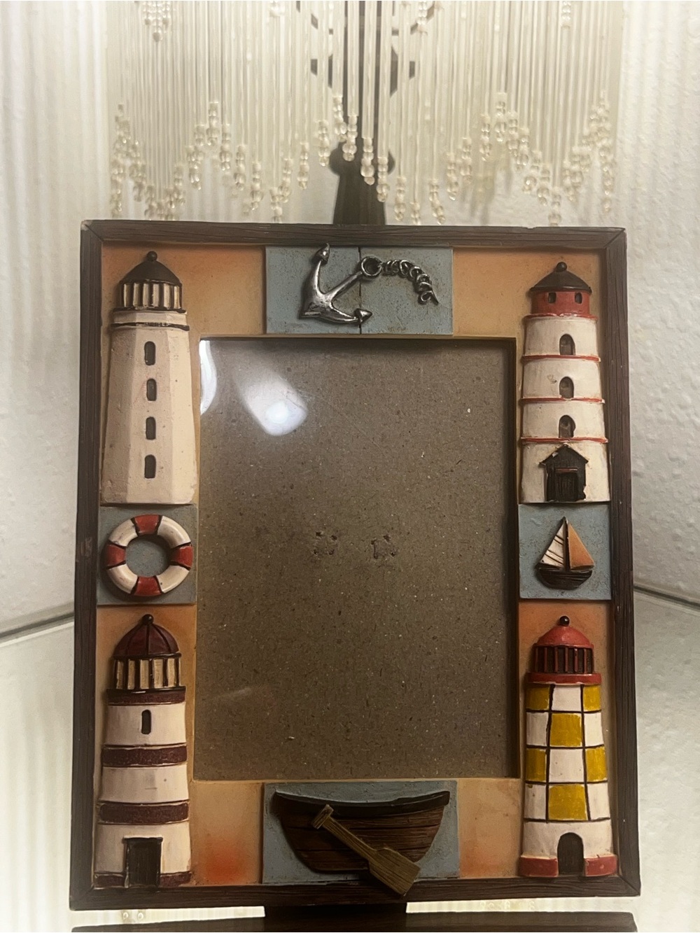 Vintage 3D Coastal Nautical Resin Picture Frame – Lighthouses, Anchor & Boat - Picture 3 of 8